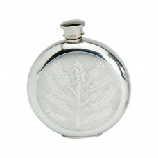 6OZ ROUND PEWTER CLASSIC THISTLE FLASK