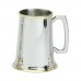 1PT PEWTER TANKARD PLAIN WITH BRASS , GLASS BASE