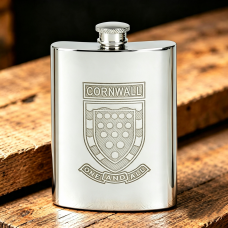 6OZ CORNWALL SHIELD HIP FLASK