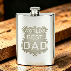 6OZ WORLDS BEST DAD SHIELD HIP FLASK
